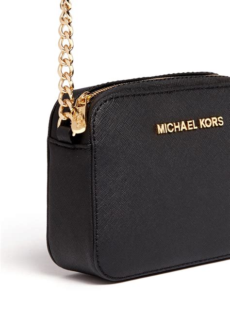 michael michael kors small saffiano leather convertible crossbody bag|Michael Kors saffiano jet set.